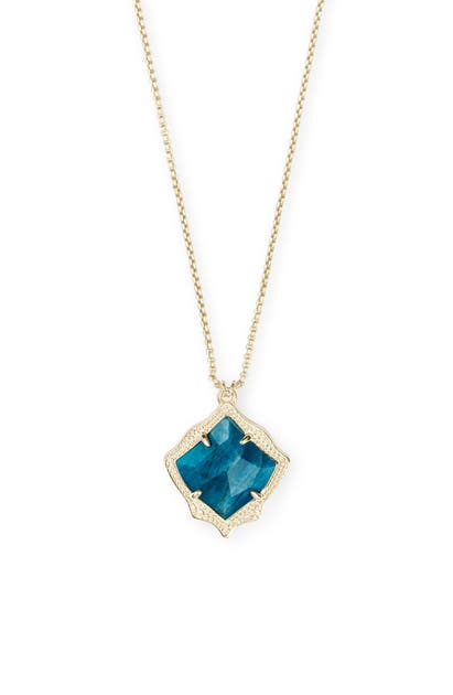 Kendra Scott Kacey Adjustable Pendant Necklace In Gold/ Aqua Apatite