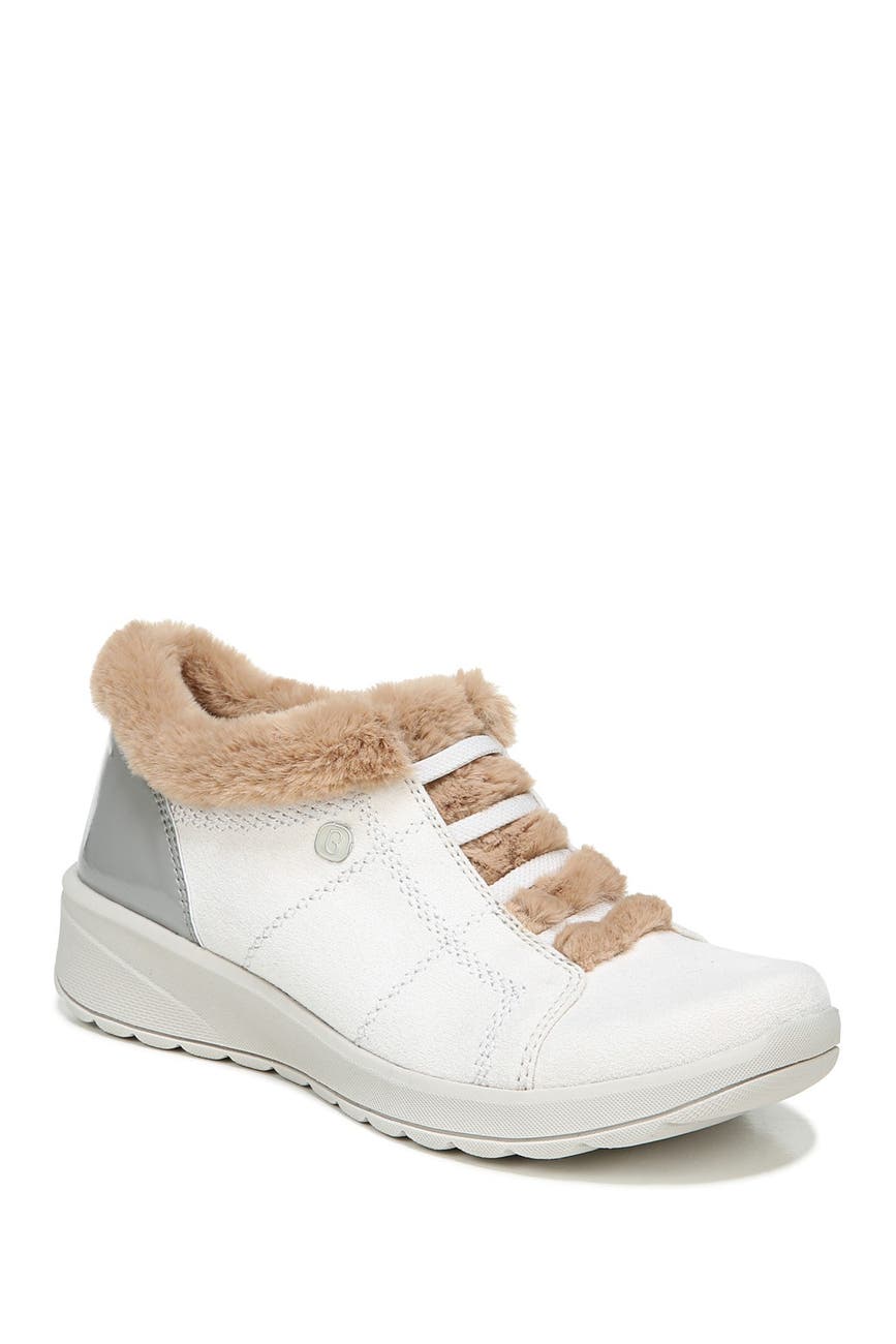 bzees golden fur trim washable slip on sneakers