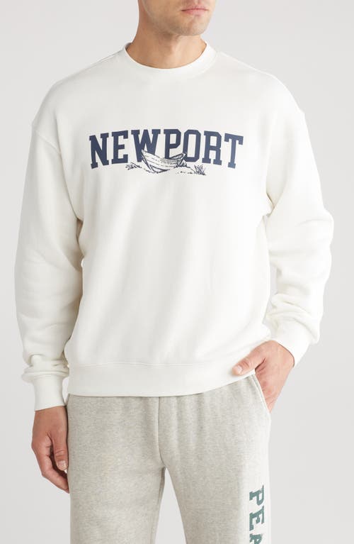Newport Crewneck Cotton Graphic Sweatshirt in White