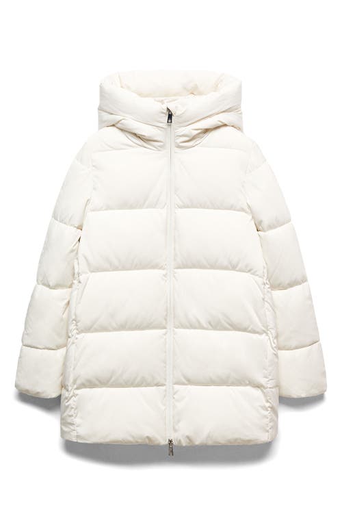 MANGO Quilted Water Repellent Hooded Puffer Coat Off White at Nordstrom,