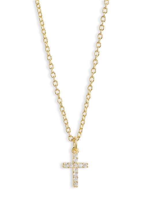 Cubic Zirconia Mini Cross Pendant Necklace in Gold