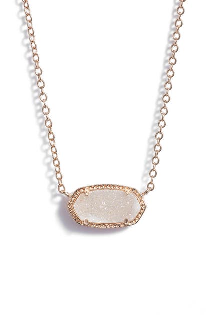 Kendra Scott Elisa Pendant Necklace In Iridescent Drusy/ Rose Gold