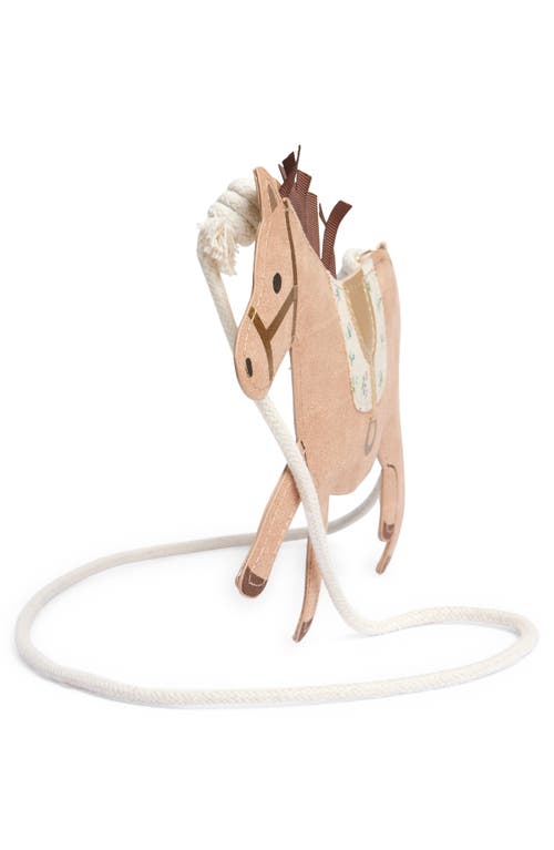 Shop Mimi & Lula Kids' Floral Horsey Metallic Faux Leather Crossbody Bag In Medium Beige