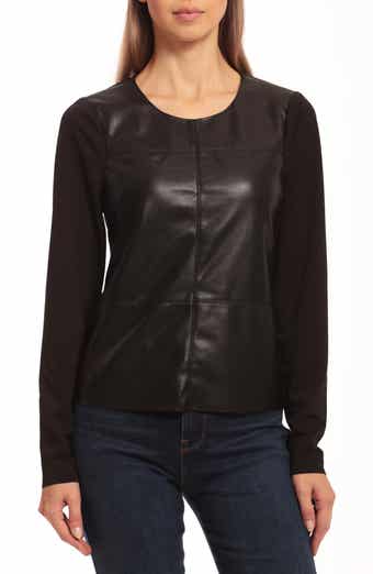 Steve Madden Virginia Faux Leather Button-Up Top