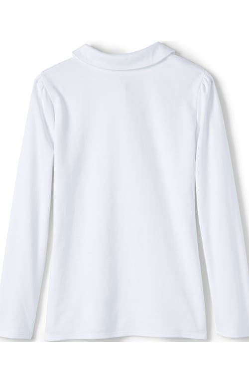 Shop Lands' End Girls Long Sleeve Peter Pan Collar Polo Shirt In White