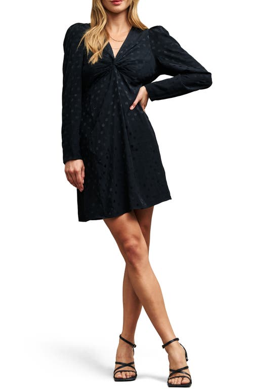 Katty Polka Dot Long Sleeve Minidress in Black