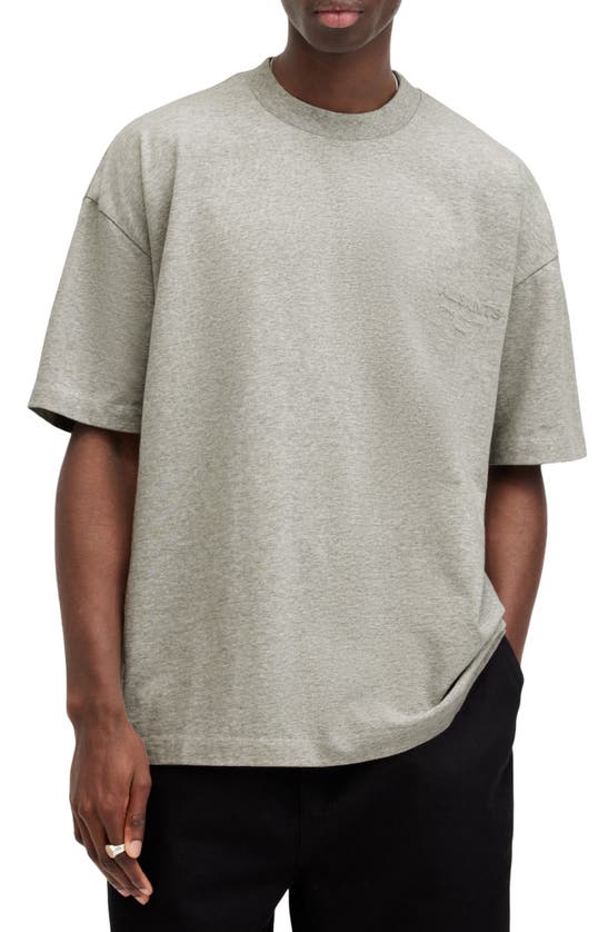 Shop Allsaints Xander Crewneck T-shirt In Grey Marl