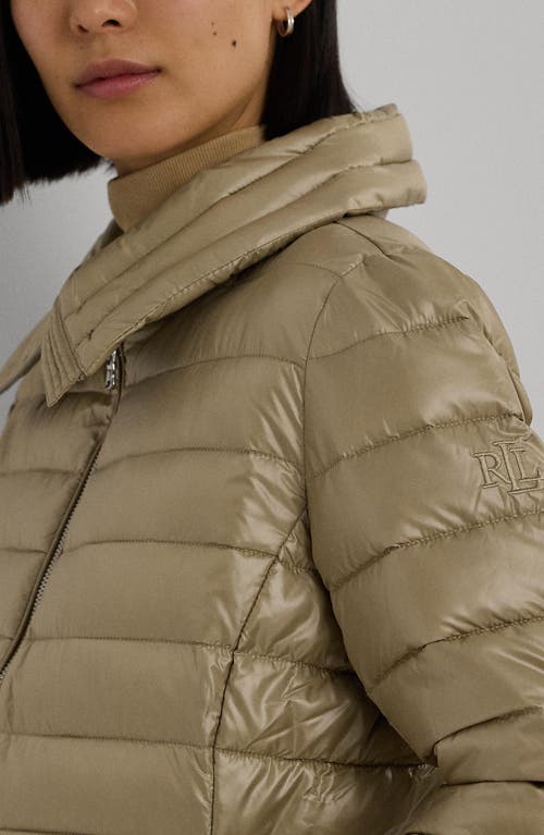 Shop Lauren Ralph Lauren Puffer Jacket In Birch Tan