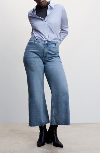 MANGO High Waist Culotte Jeans