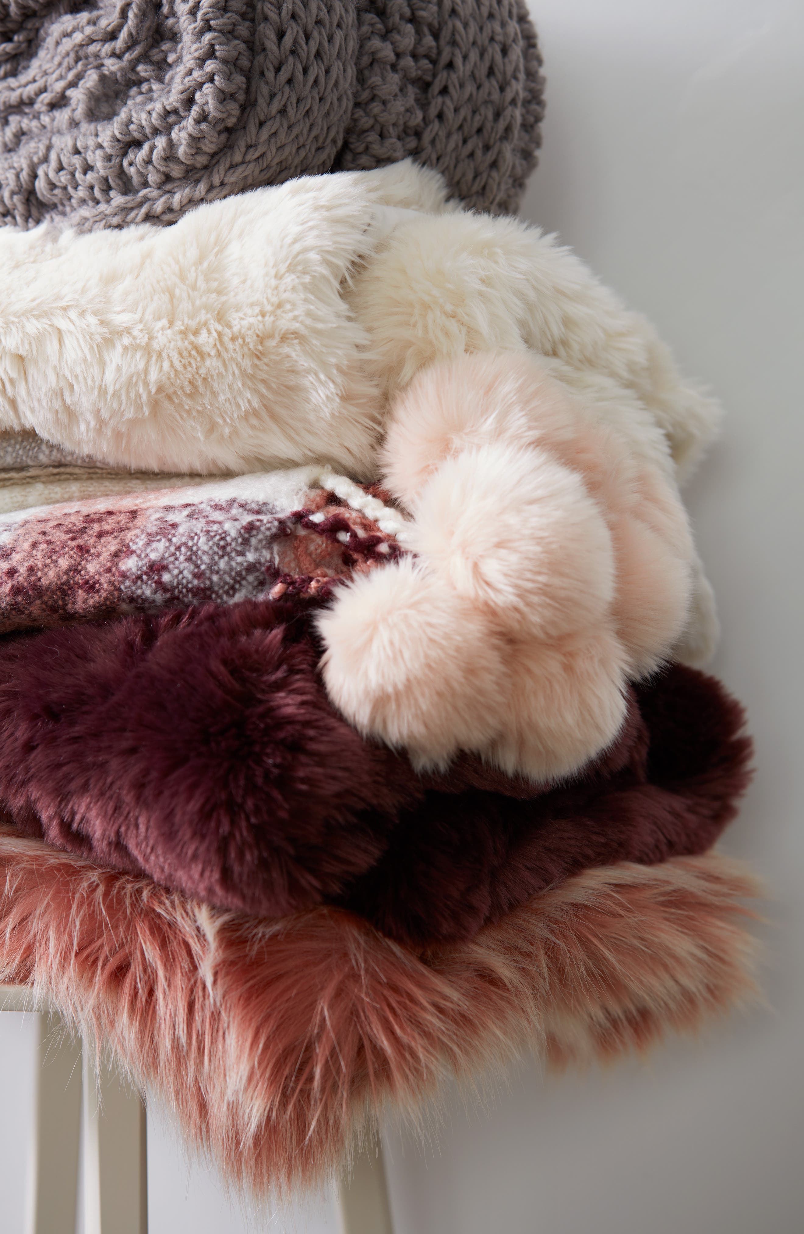 NORDSTROM AT HOME,
                            Cuddle Up Faux Fur Throw Blanket,
                            Alternate thumbnail 6, color,
                            901