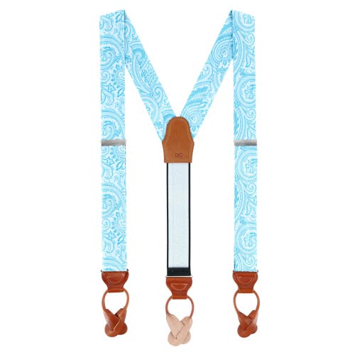 Shop Trafalgar Sobee Paisley Silk Brace And Bow Tie Set In Light Blue