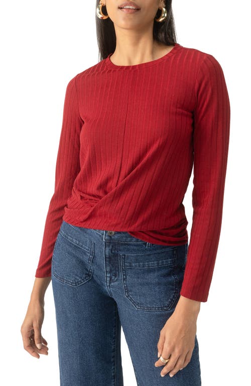 Shop Sanctuary The Twist Front Rib Knit Top In Garnet