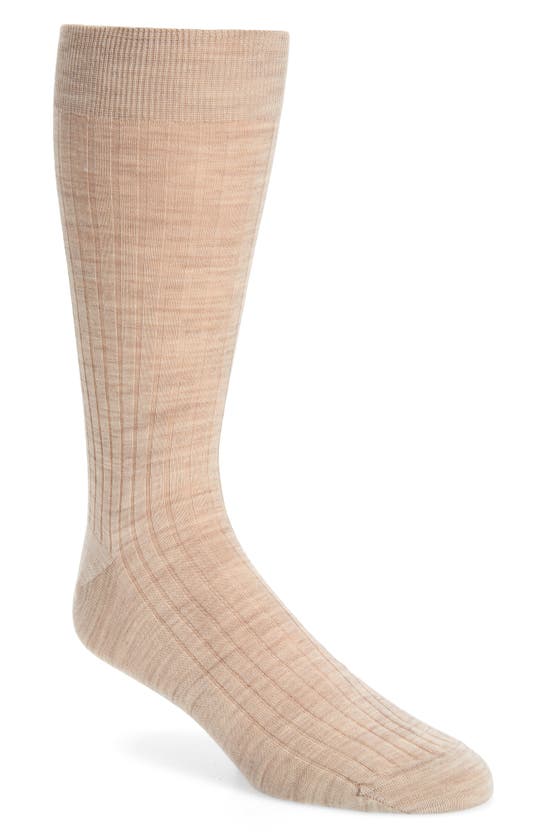 Canali Ribbed Wool Blend Socks In Beige