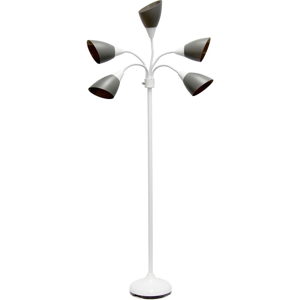 Shop Lalia Home Five Light Goose Neck Floor Lamp In White/gray Shades
