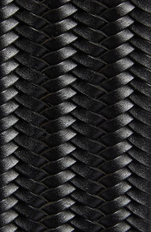 Original Penguin Braided Stretch Leather Belt In Black