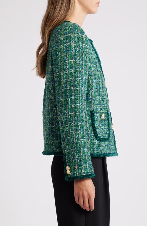 Shop Tahari Asl Bouclé Jacket In Juniper Multi