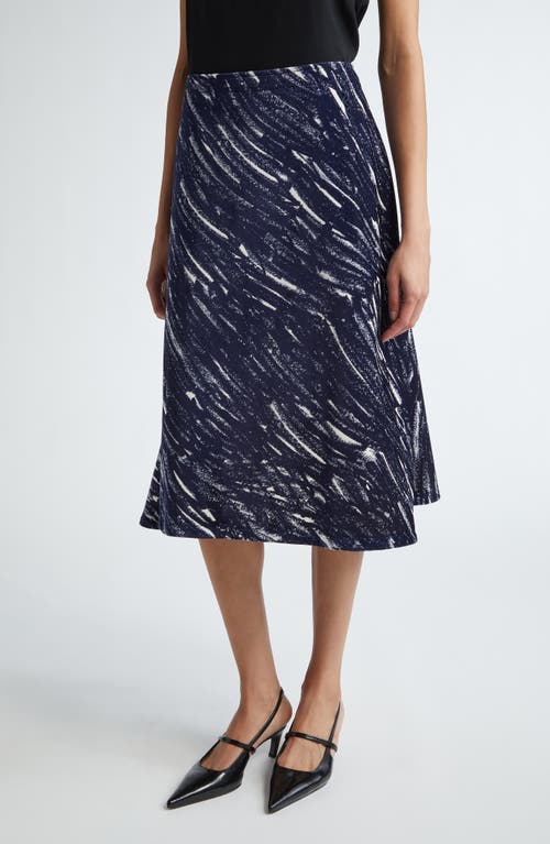 Shop Marni Cotton Stretch Fleece Midi Skirt In Midnight