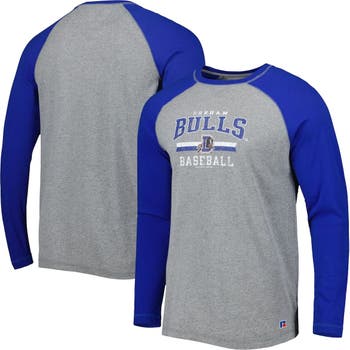 BOXERCRAFT Men's Royal/Heathered Gray Durham Bulls Long Sleeve Baseball T- Shirt