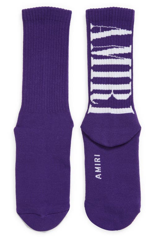 AMIRI Vertical Logo Rib Crew Socks in Purple