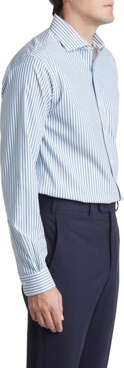 Regular Fit Stripe Non-Iron Stretch Supima® Cotton Button-Up Shirt