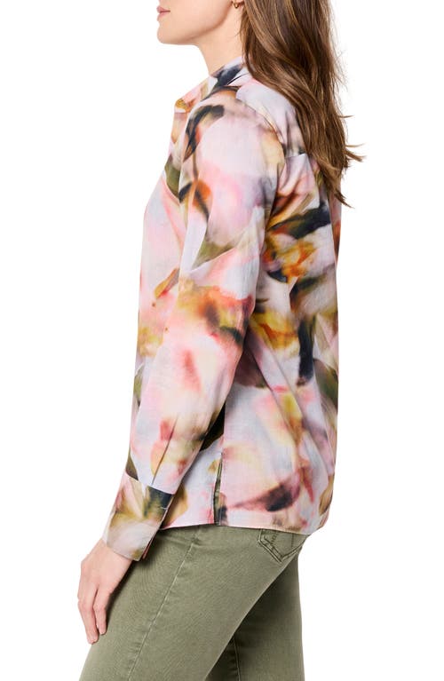Nic + Zoe Nic+zoe Smoky Petals Cotton Button-up Shirt In Pink Multi