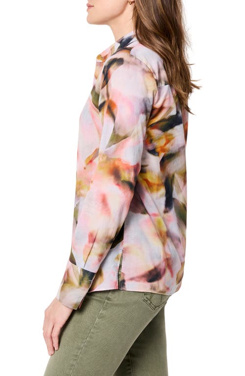 Shop Nic + Zoe Nic+zoe Smoky Petals Cotton Button-up Shirt In Pink Multi