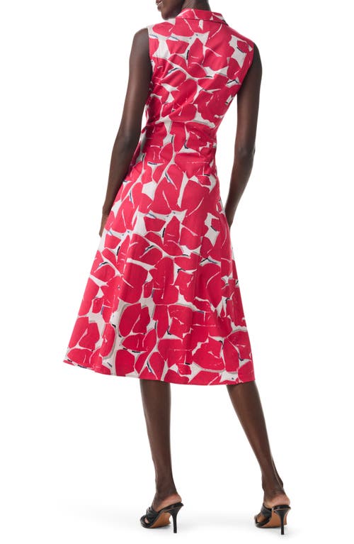 Nic + Zoe Bold Petals Sleeveless Button-up Shirtdress In Red Multi