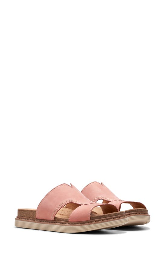 Shop Clarks (r) Arwell Slide Sandal In Peach Nubuck