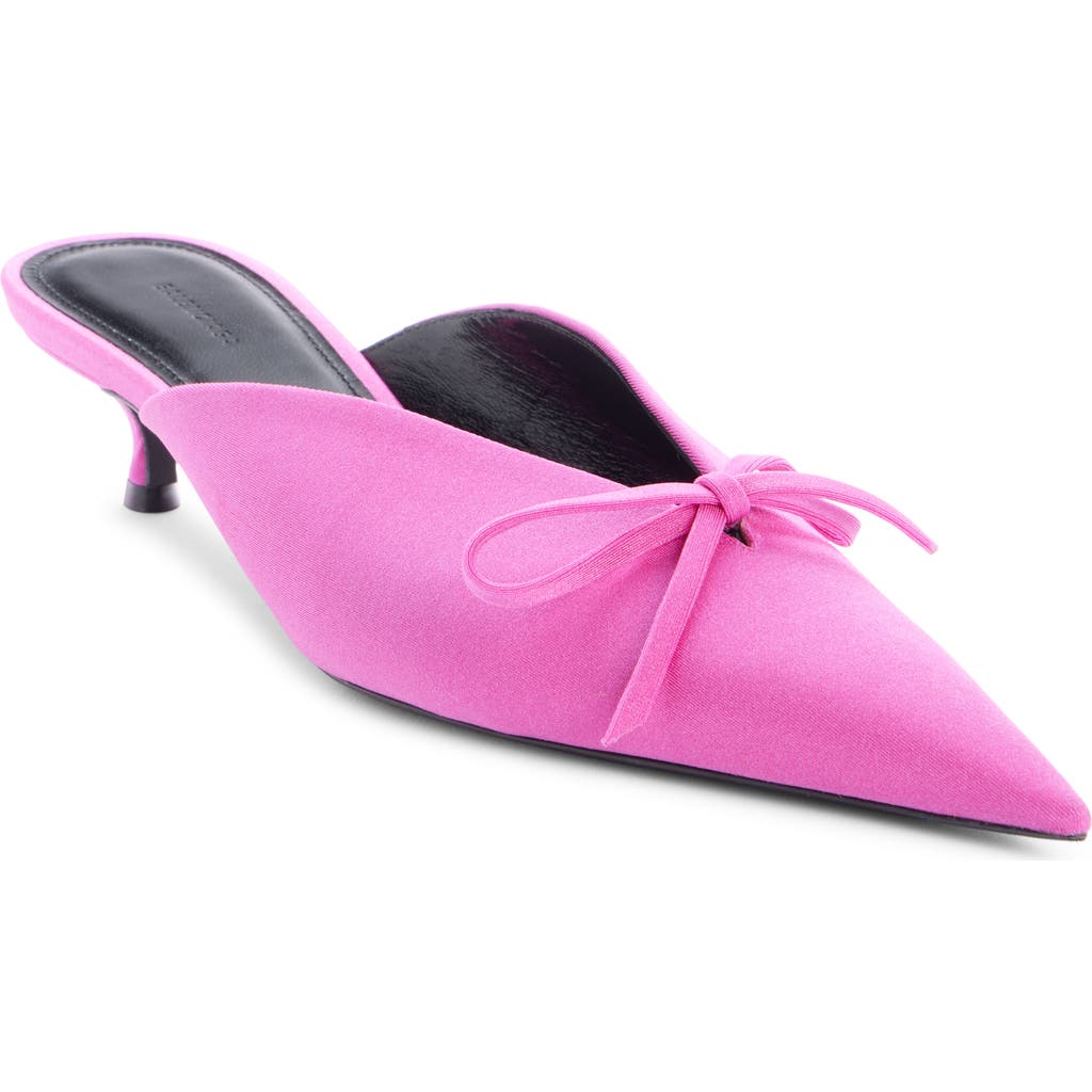 Balenciaga 40mm Knife Bow Nylon Blend Mules In Pink