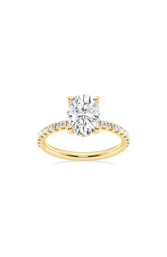 Badgley Mischka Collection 14k Gold Oval Cut Lab-created Diamond Pavé Ring In Gold