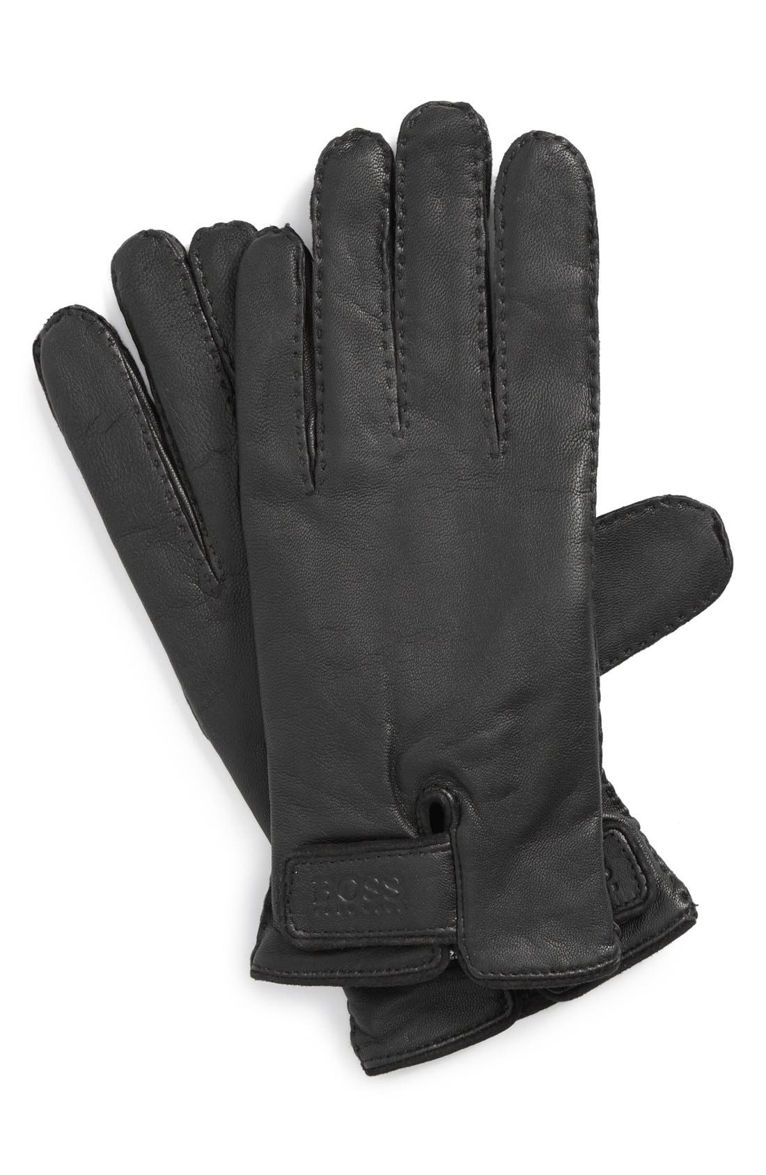 hugo boss mens leather gloves