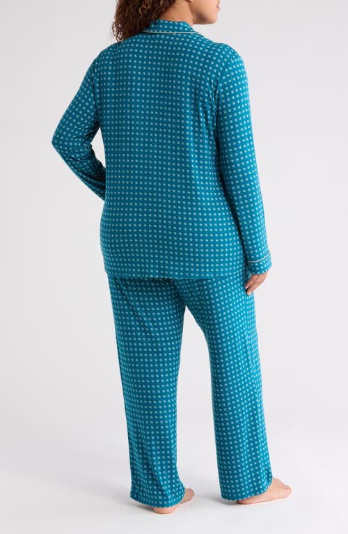 Shop Nordstrom Moonlight Eco Knit Pajamas In Teal Feather Geo Dot