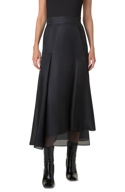 Akris Sheer Silk Organza Midi Skirt in Black 