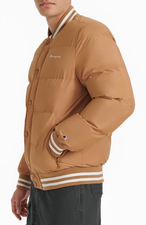 Champion Varsity Quilted Bomber Jacket In Tobacco