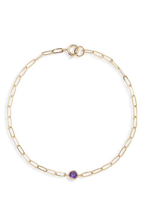 Shop Anzie Bezel Pendant Bracelet In Purple