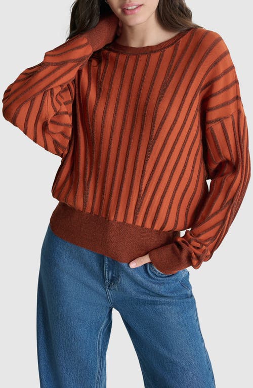 Shop Dkny Transfer Stitch Sweater In Russet/black