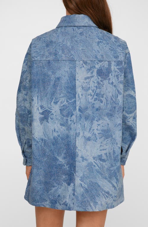 Shop Nasty Gal Shimmer Denim Snap-up Shirt In Authentic Denim