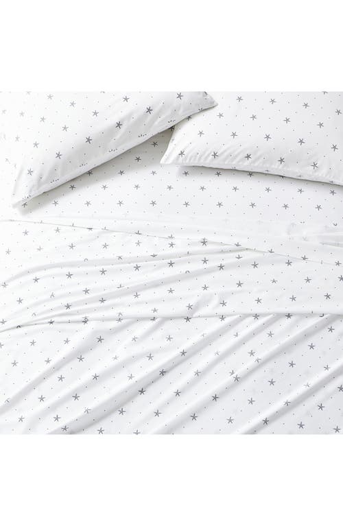 Nautica Star Spangled Coastal 200 Thread Count Cotton Percale Sheet Set In White/dark Blue
