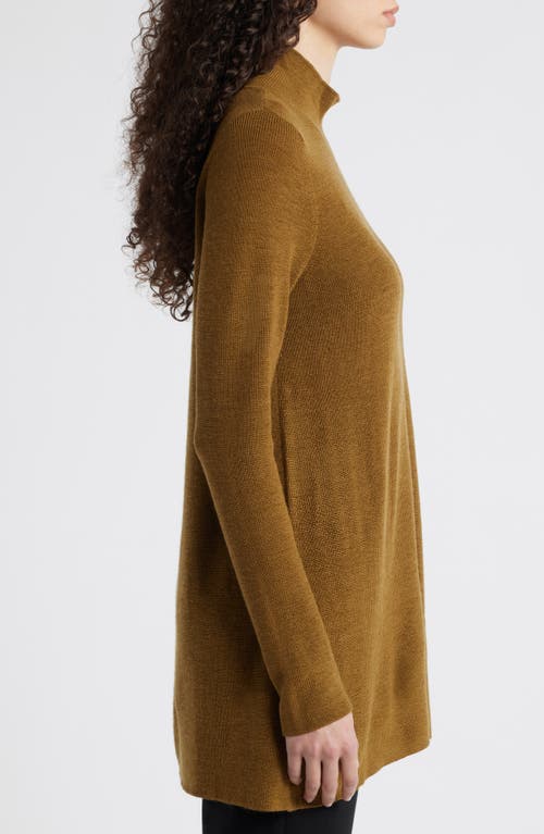 Shop Eileen Fisher Wool Tunic Sweater In Gold Leaf