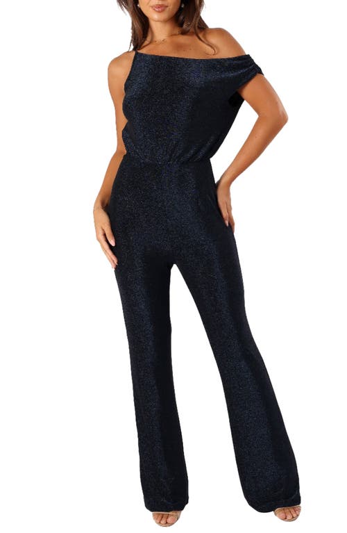 Petal And Pup Petal & Pup Heather Sparkle One-shoulder Jumpsuit In Black