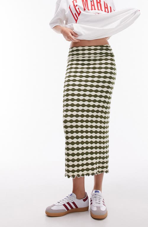 Wavy Stripe Jersey Maxi Skirt in Mid Green