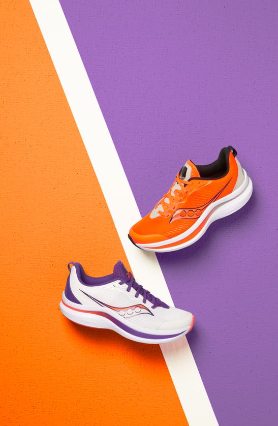 Shop Saucony Kids' Endorphin Kdz Running Shoe In Orange/ Grey