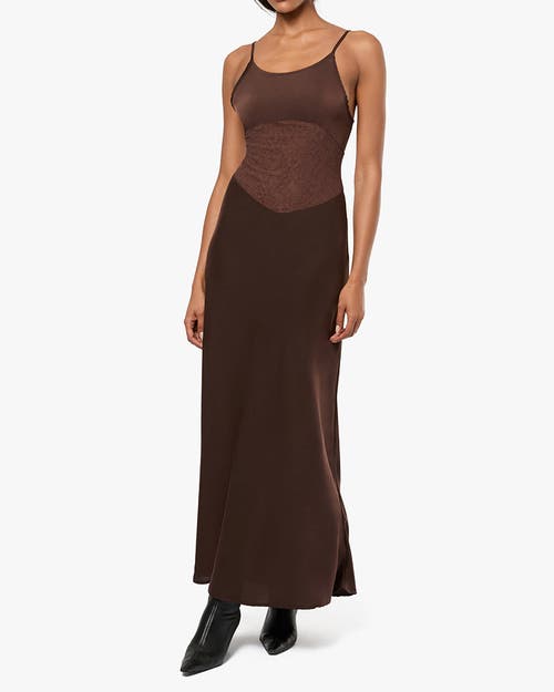 Shop Weworewhat Lace Slip Maxi Dress In Brown