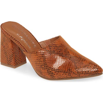 Coconuts By Matisse High Noon Snake Embossed Mule, Brown