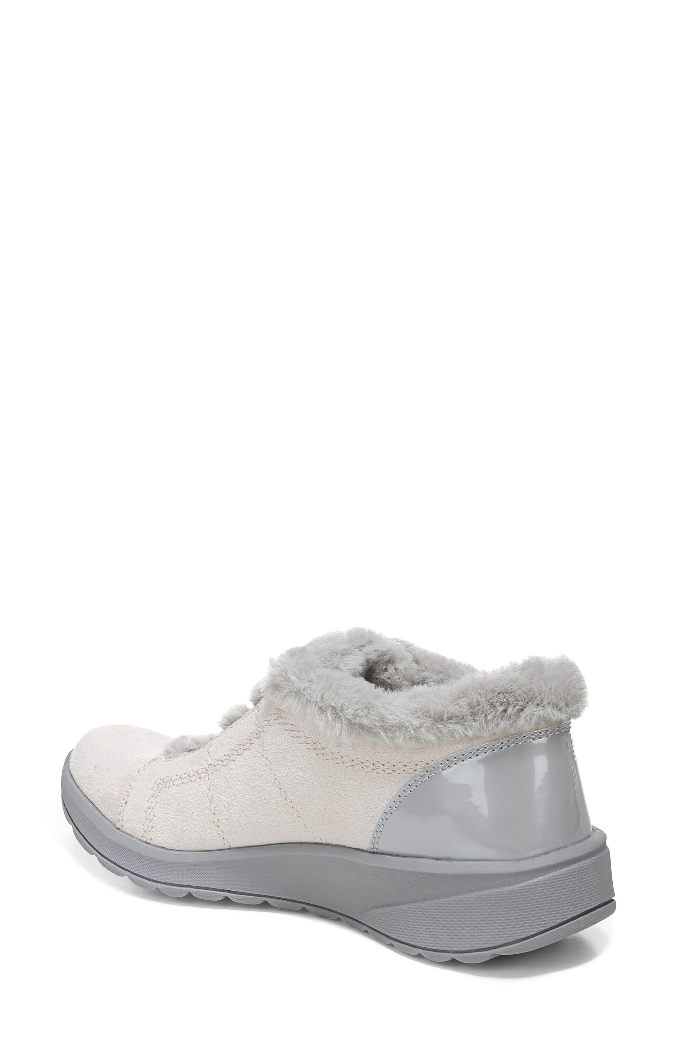 bzees golden fur trim slip on sneakers