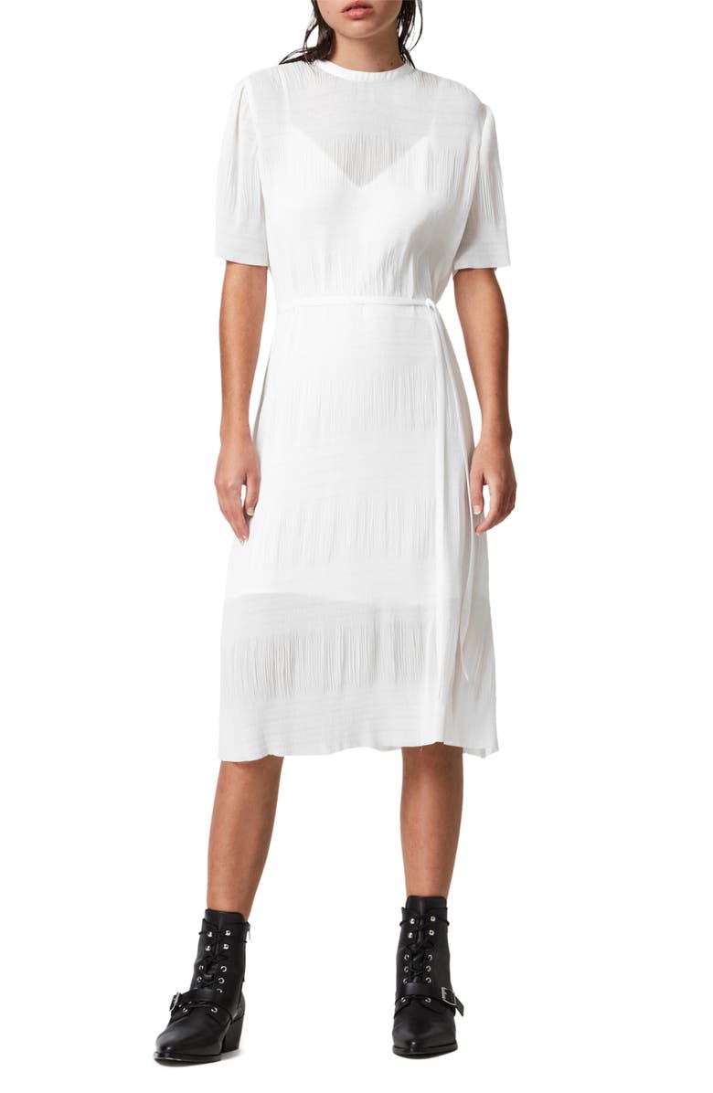 ALLSAINTS Kano Short Sleeve A-Line Dress, Main, color, CHALK WHITE