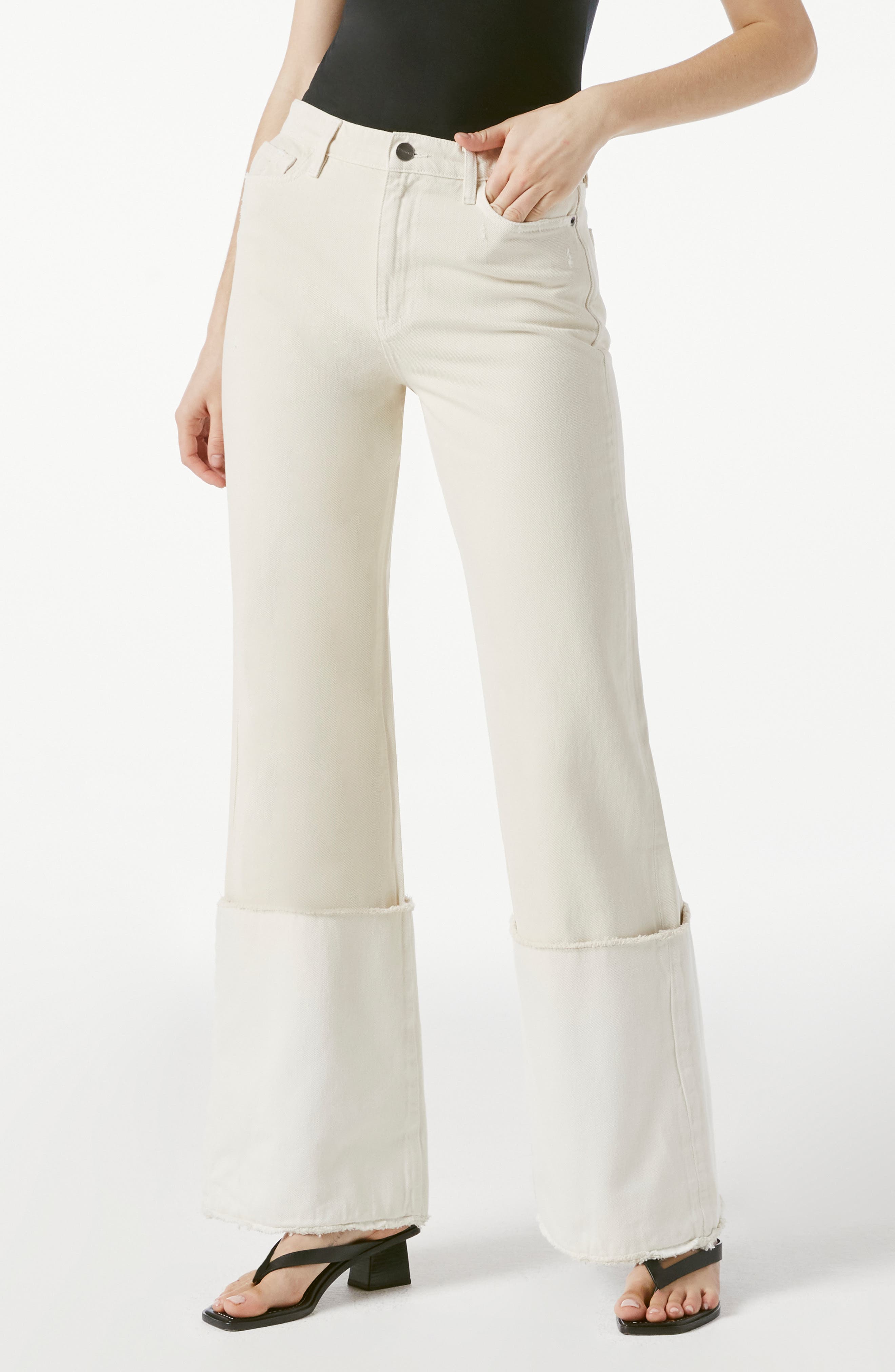 Frame Sailor Cuff Flare Jeans in Vintage White at Nordstrom, Size 24