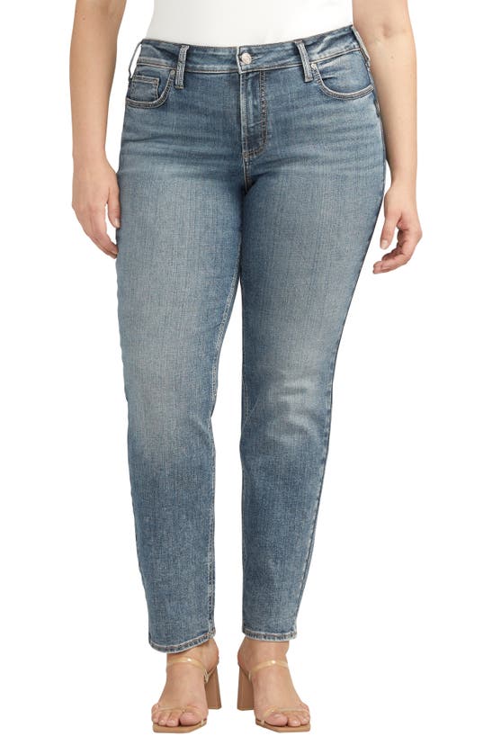 Shop Silver Jeans Co. Suki Mid Rise Slim Straight Leg Jeans In Indigo