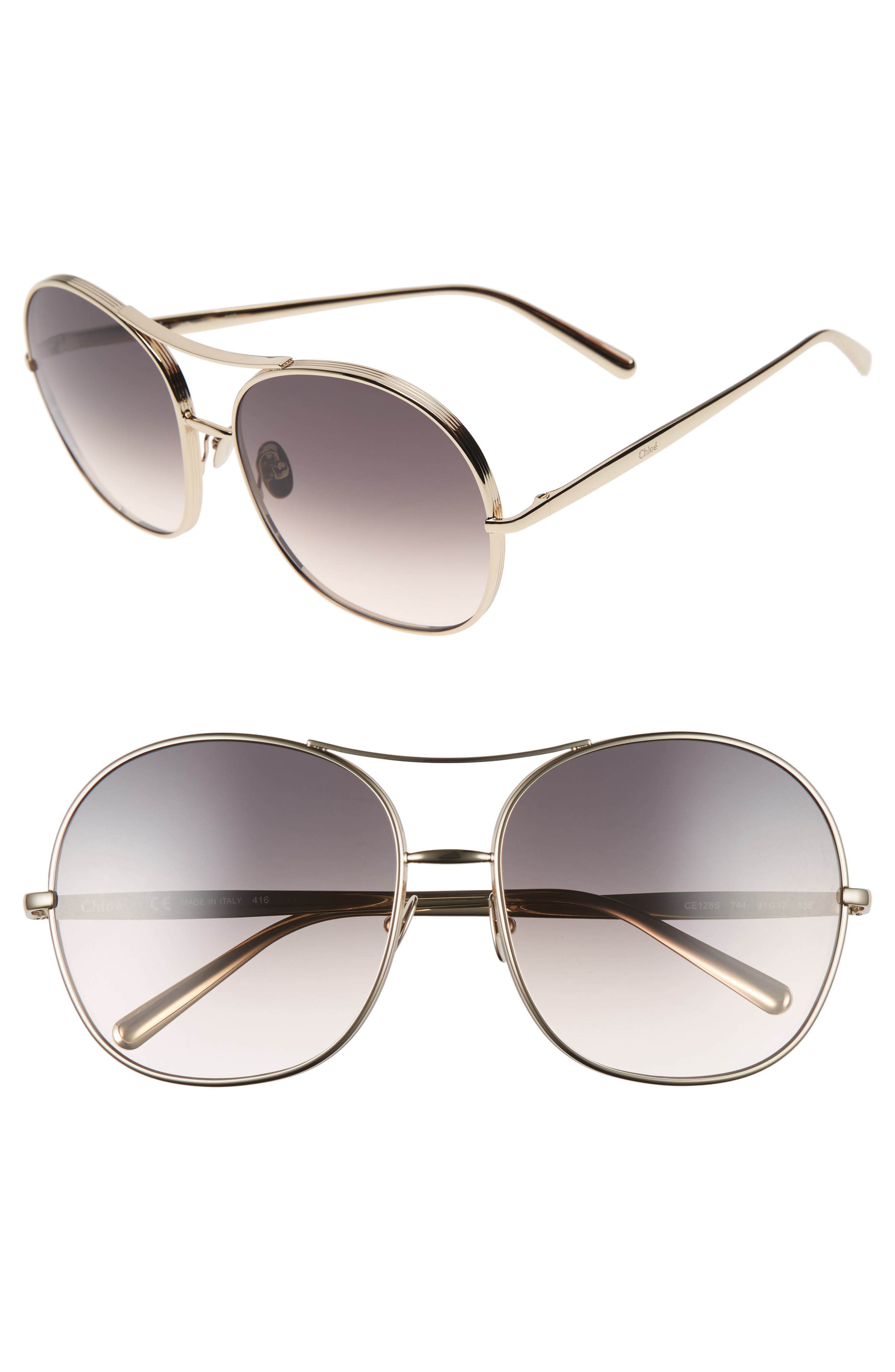 CHLOÉ 61MM ROUND AVIATOR SUNGLASSES 886895288798