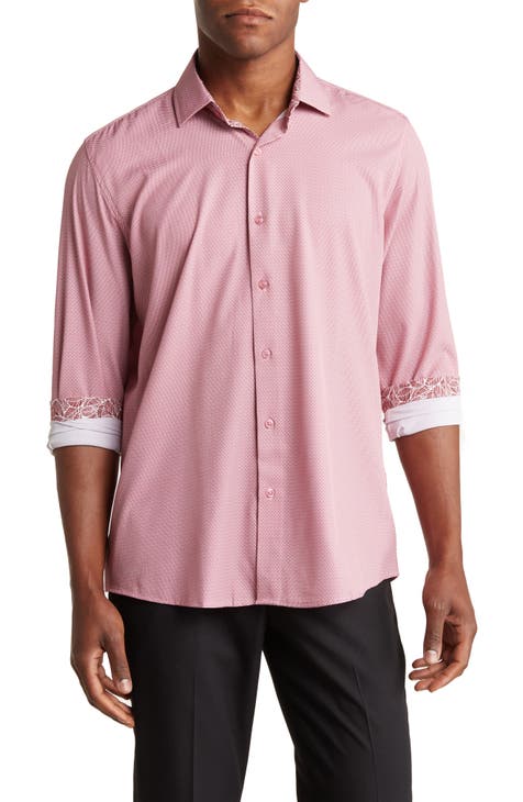 NAUTICA Mens Performance Deck Shirt Pink Classic Fit Button Down